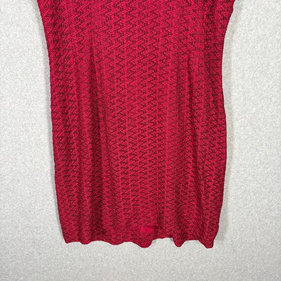 Vintage Jule Wyn Dress Womens 14 Red Mini Lace Textured Zig Zag 50s 60s Mod Knee - Picture 3 of 12